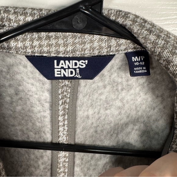 Lands' End Women's Gray and White Houndstooth Blazer - Picture 2 of 5